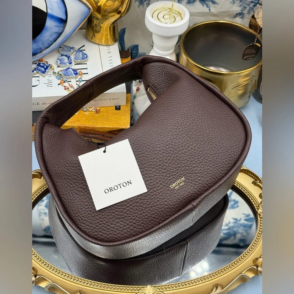 🆕 OROTON 🧿 NWT Clara Mini Convertible Crossbody Bag, Bear Brown Leather
